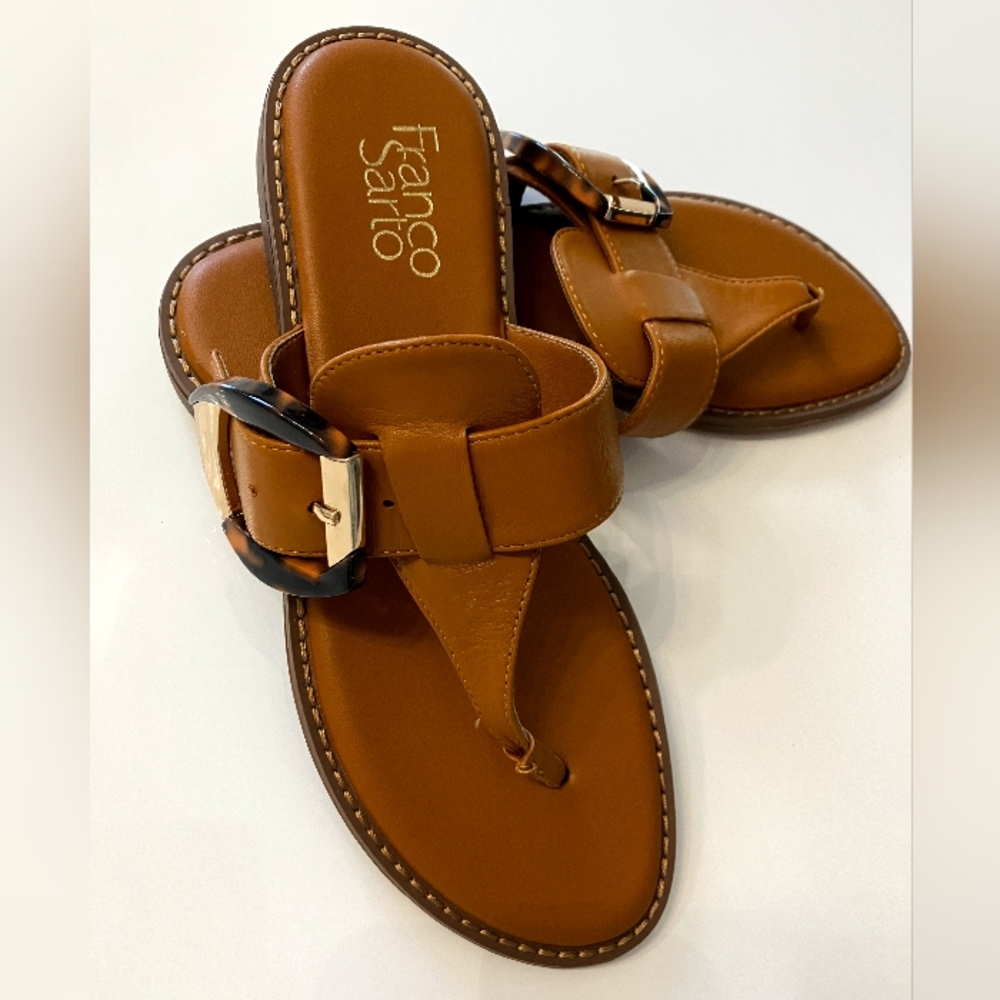 Franco Sarto Brown Leather Upper Sandals. NWOT. Size 6